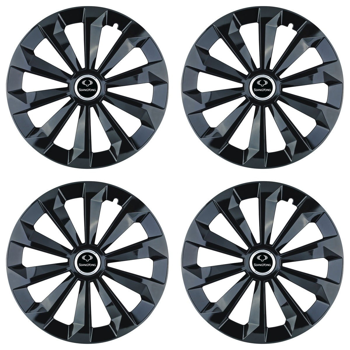 Set 4 Capace Roti 14 inchi (R14) Fame Negru, Compatibile Cu SsangYoung