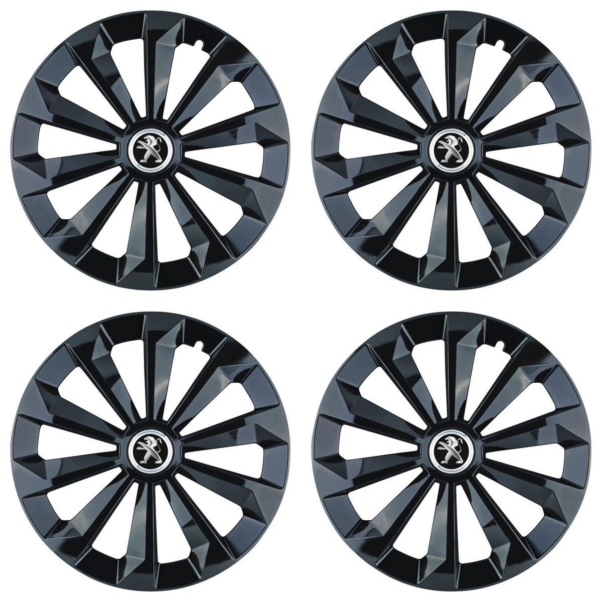 Set 4 Capace Roti 15 inchi (R15) Fame Negru, Compatibile Cu Peugeot