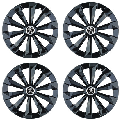 Set 4 Capace Roti 15 inchi (R15) Fame Negru, Compatibile Cu Peugeot