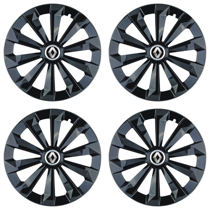 Set 4 Capace Roti 15 inchi (R15) Fame Negru, Compatibile Cu Renault