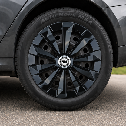 Set 4 Capace Roti 16 inchi (R16) Fame Negru, Compatibile Cu Fiat