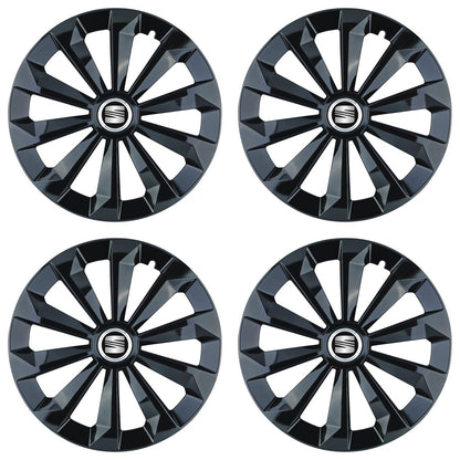 Set 4 Capace Roti 16 inchi (R16) Fame Negru, Compatibile Cu Seat