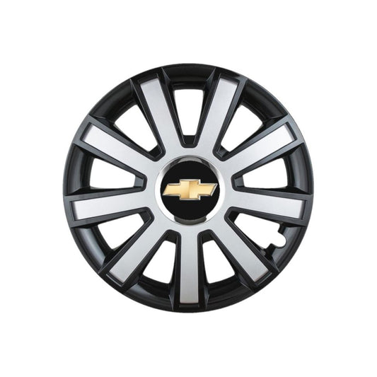 4 darabos szürke-fekete színű R14-es kerékborítás Chevrolet autókhoz