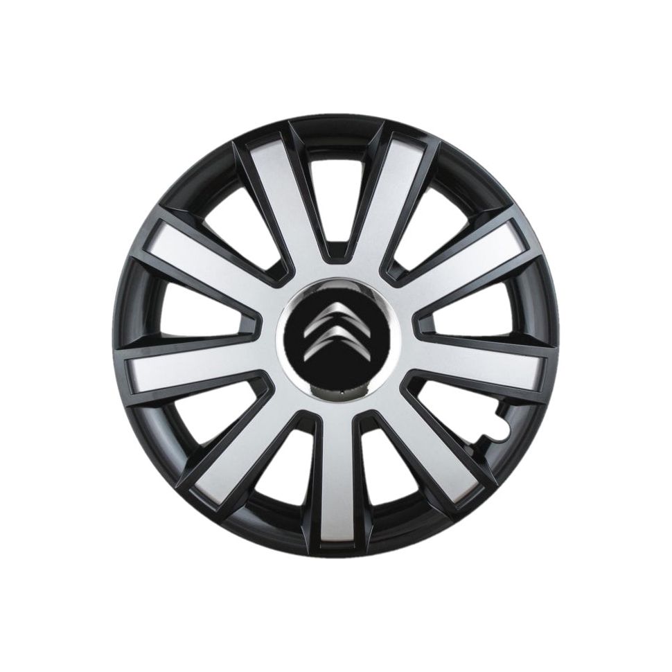 Set 4 capace roti Flash Gri-Negru R14 pentru gama auto Citroen