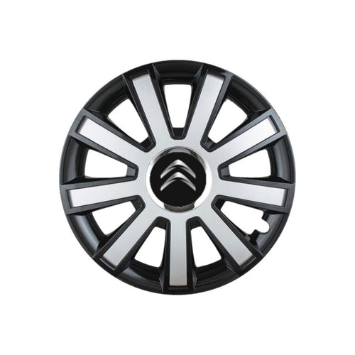 Set 4 capace roti Flash Gri-Negru R14 pentru gama auto Citroen