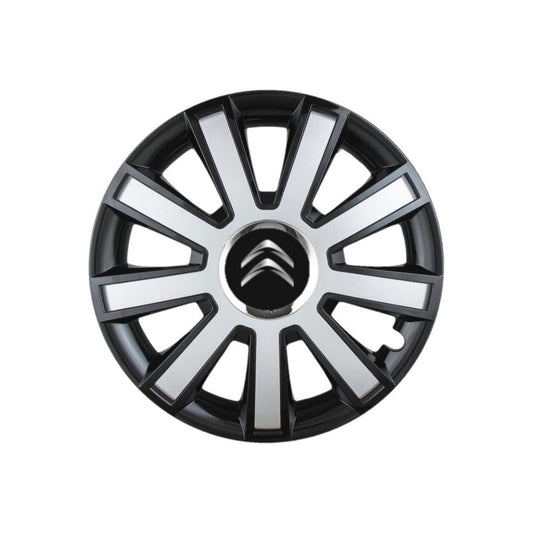 4 darabos Flash szürke-fekete R14 dísztárcsa készlet Citroën személygépkocsikhoz