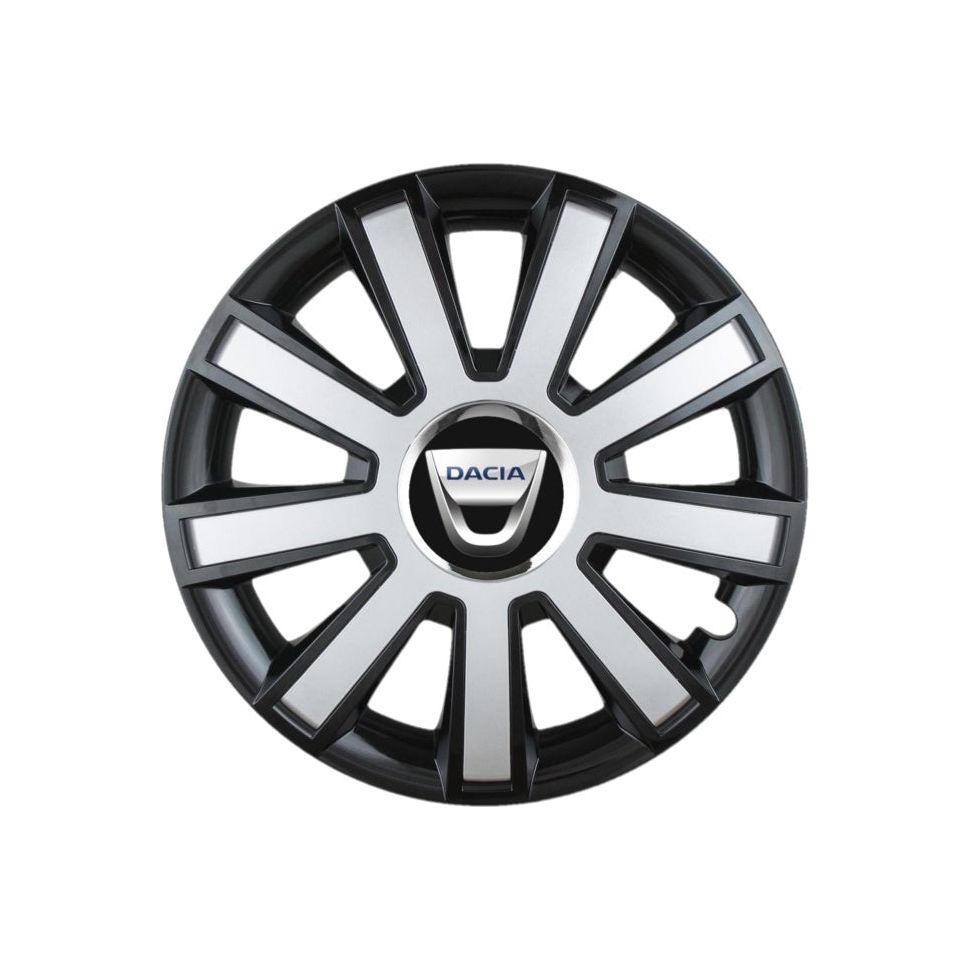 Set 4 capace roti Flash Gri-Negru R14 pentru gama auto Dacia
