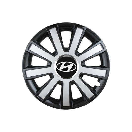 4 darabos Flash szürke-fekete R14-es dísztárcsa készlet Hyundai autókhoz