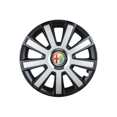 Set 4 capace roti Flash Gri-Negru R15 pentru gama auto Alfa Romeo
