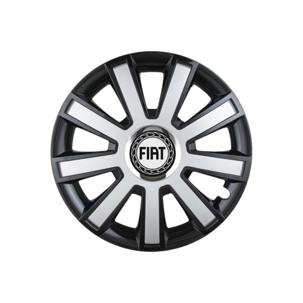 Set 4 capace roti Flash Gri-Negru R15 pentru gama auto Fiat