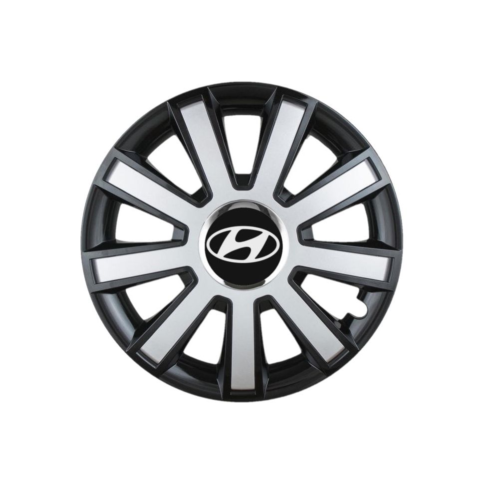 Комплект 4 таса Flash Сиво-черно R15 за автомобили Hyundai