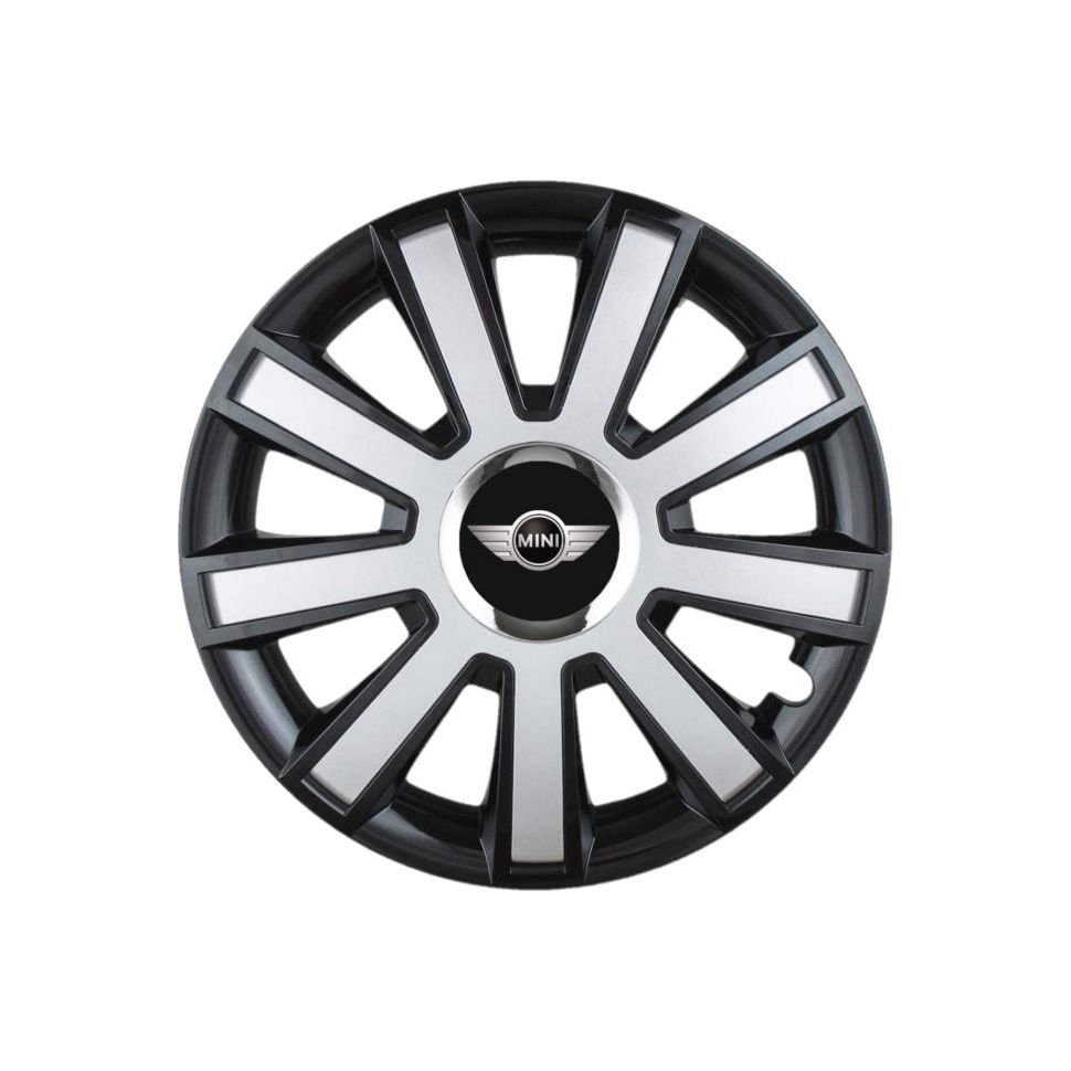 Set 4 capace roti Flash Gri-Negru R15 pentru gama auto Mini Cooper