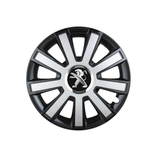 Set 4 capace roti Flash Gri-Negru R15 pentru gama auto Peugeot