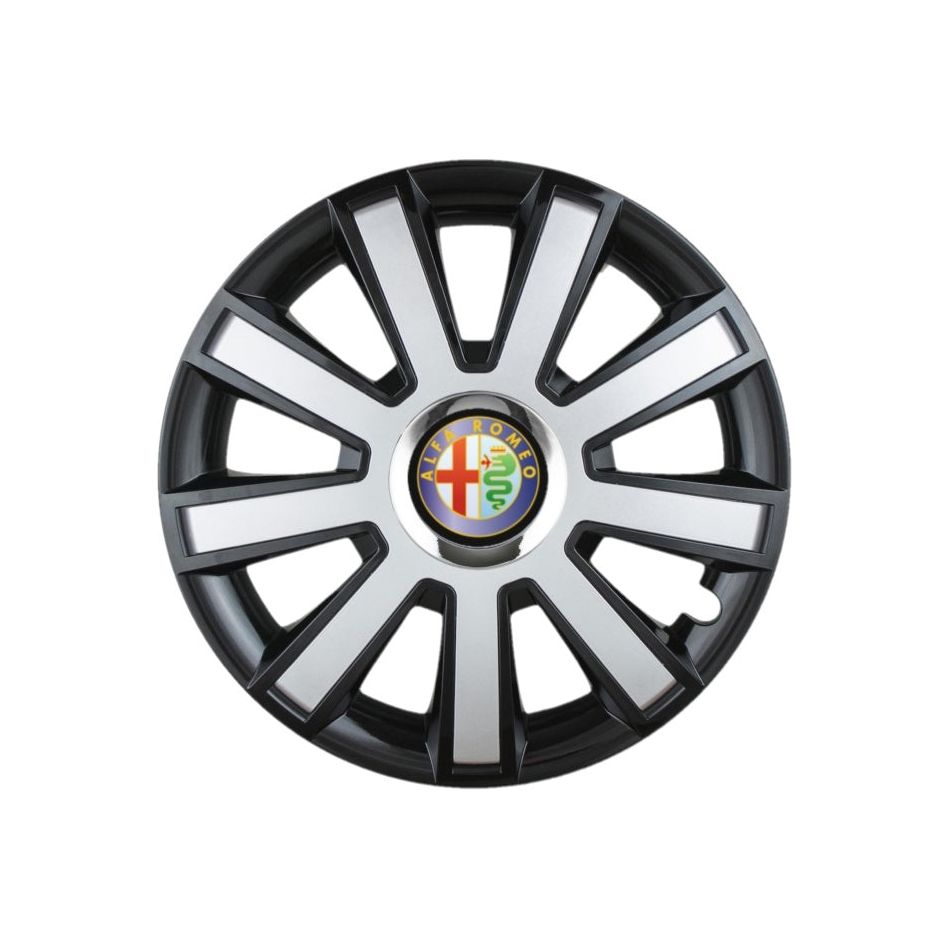 Set 4 capace roti Flash Gri-Negru R16 pentru gama auto Alfa Romeo