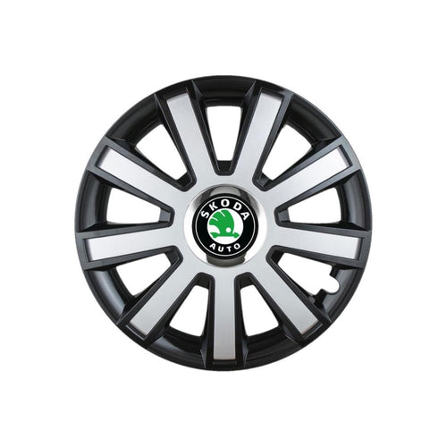 4 darabos szürke-fekete R16-os kerékborítás készlet Skoda személygépkocsikhoz