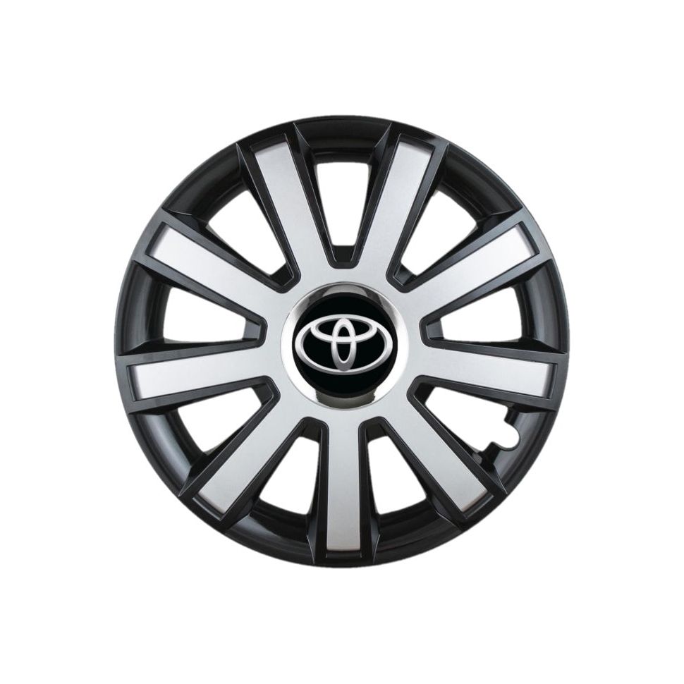 Set 4 capace roti Flash Gri-Negru R16 pentru gama auto Toyota