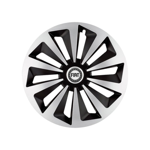 Set 4 capace roti Fox Gri-Negru R15 Compatibil Cu Fiat