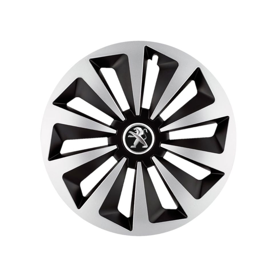 Set 4 capace roti Fox Gri-Negru R15 Compatibil Cu Peugeot