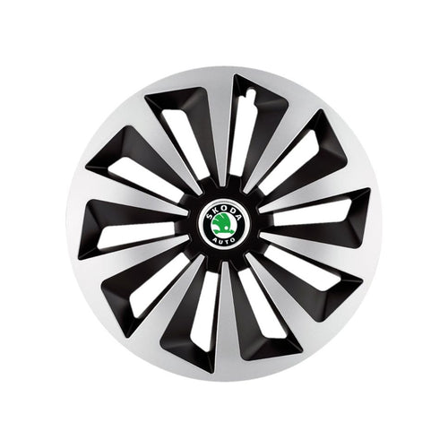 Set 4 capace roti Fox Gri-Negru R15 Compatibil Cu Skoda