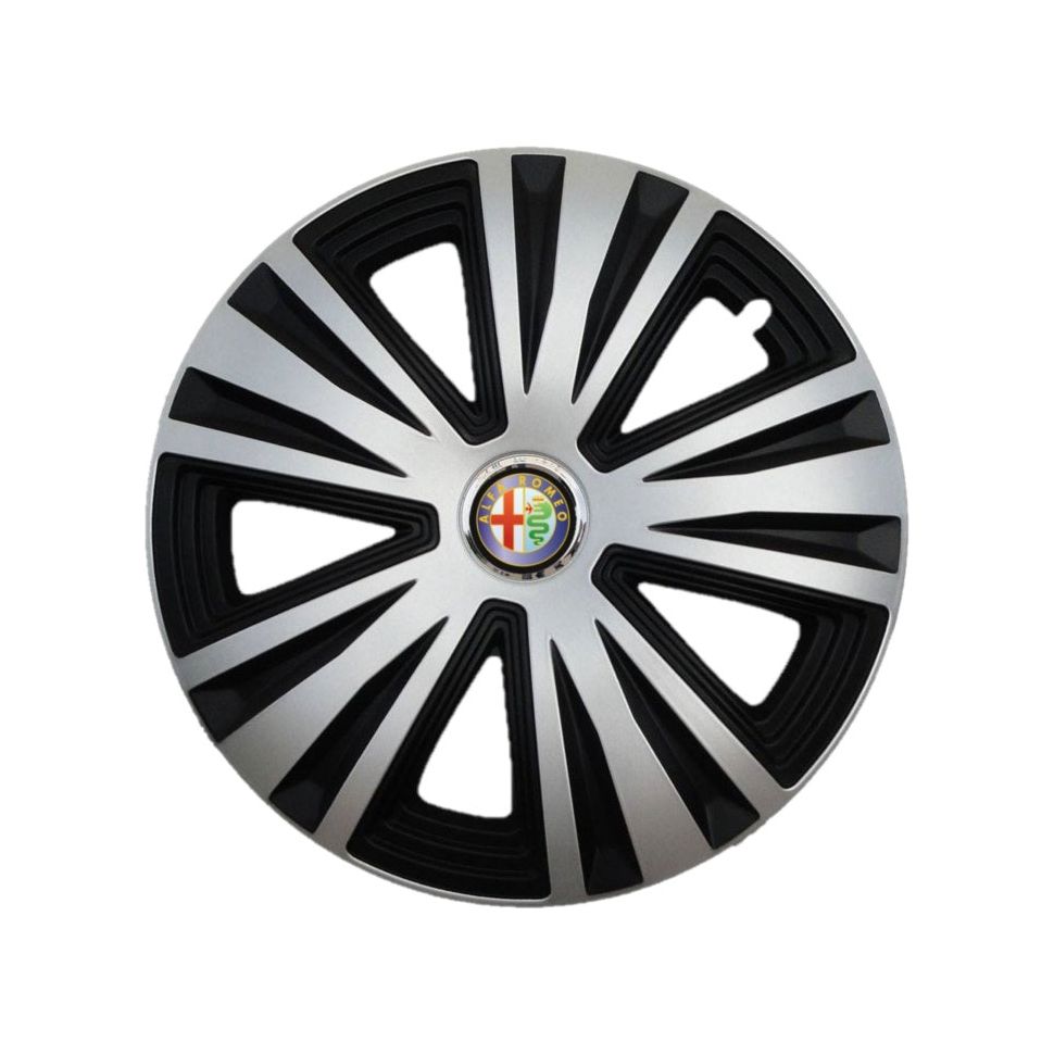 Set 4 capace roti Glory Gri-Negru R14, Compatibil Cu Alfa Romeo