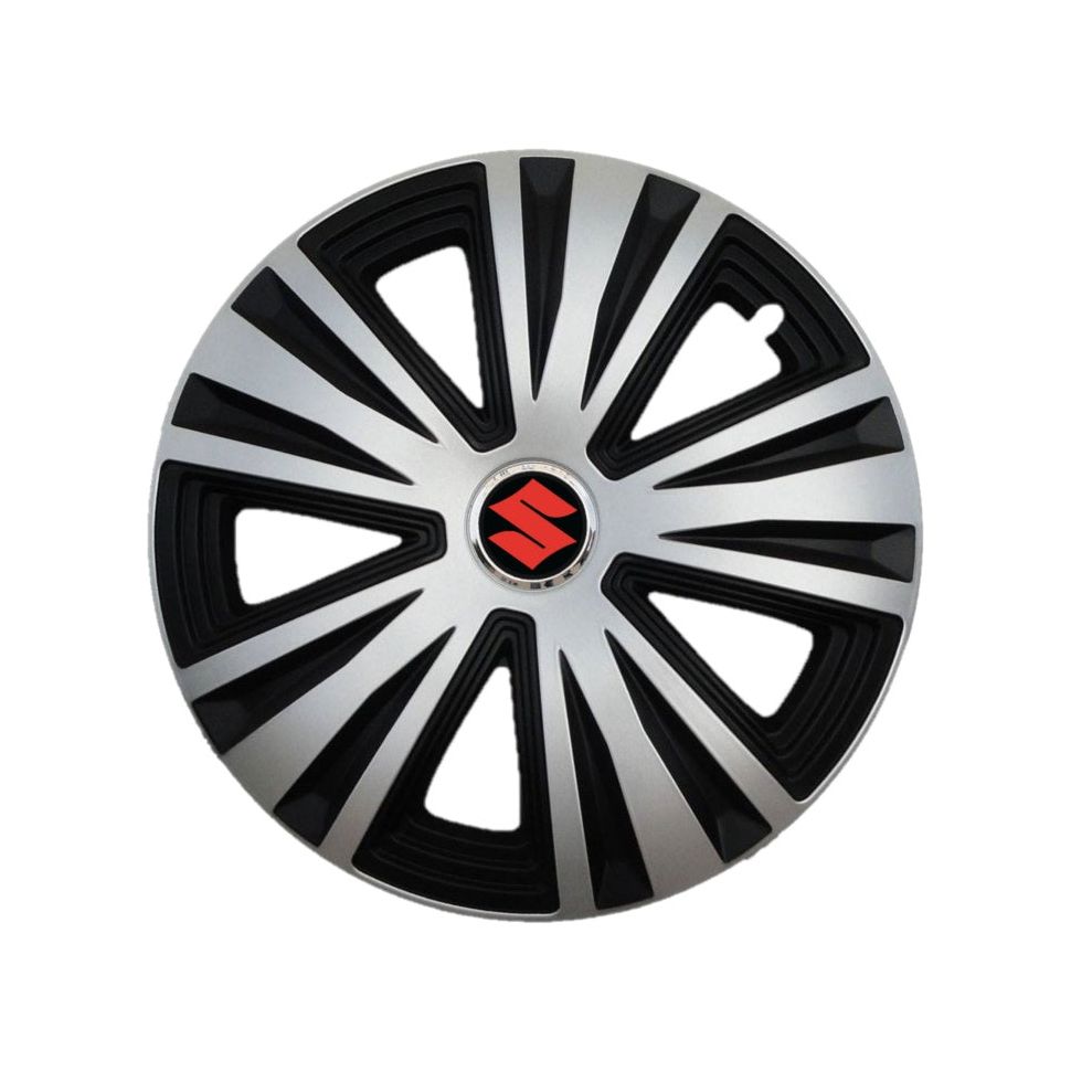 Set 4 capace roti Glory Gri-Negru R15, Compatibil Cu Suzuki