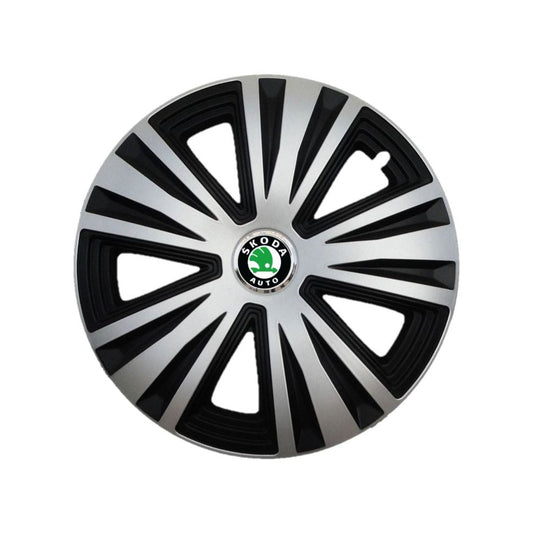 Set 4 capace roti Glory Gri-Negru R16, Compatibil Cu Skoda