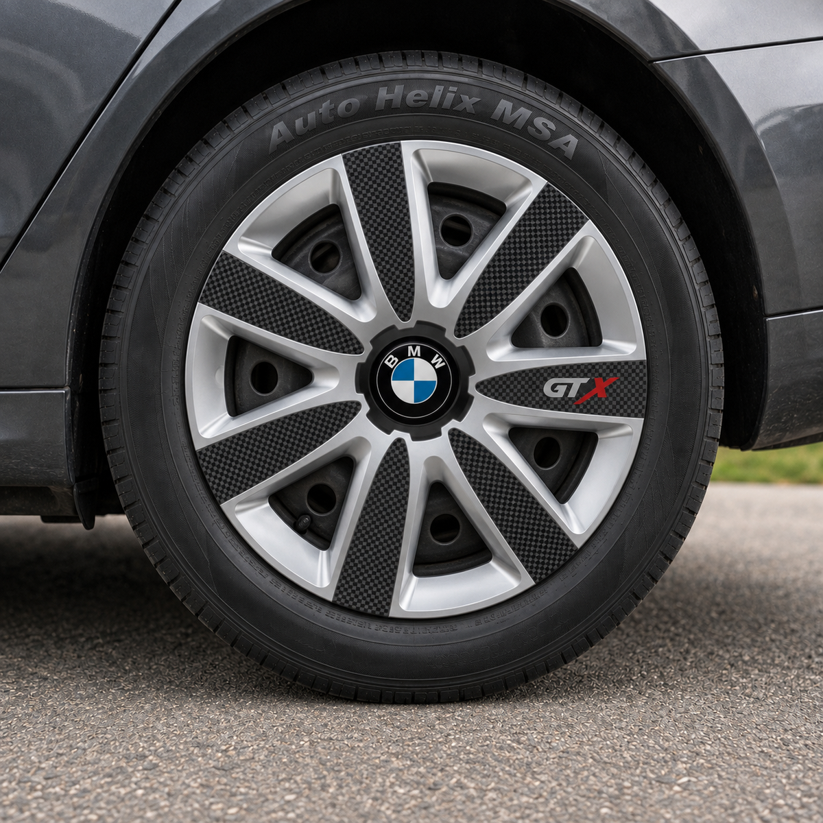 Set 4 Capace Roti GTX Carbon Gri-Negru R14, Pentru BMW