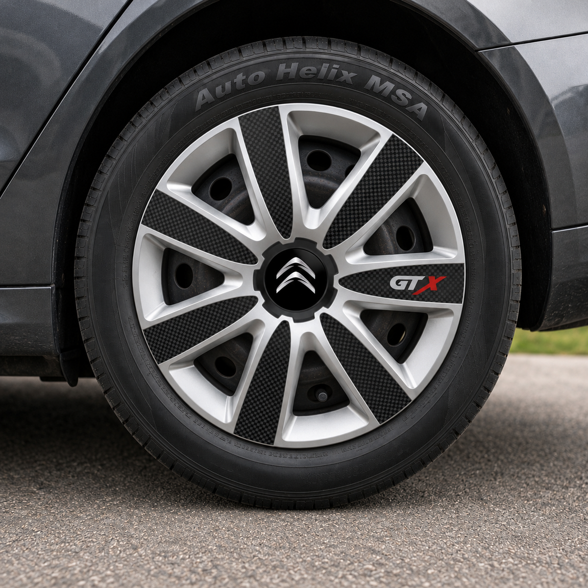 Set 4 Capace Roti GTX Carbon Gri-Negru R14, Pentru Citroen