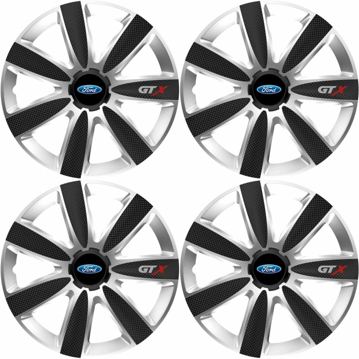 Set 4 Capace Roti GTX Carbon Gri-Negru R14, Pentru Ford