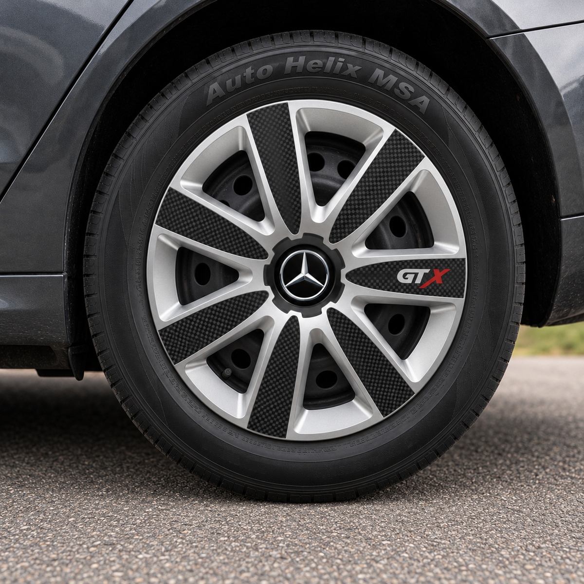 Set 4 Capace Roti GTX Carbon Gri-Negru R14, Pentru Mercedes