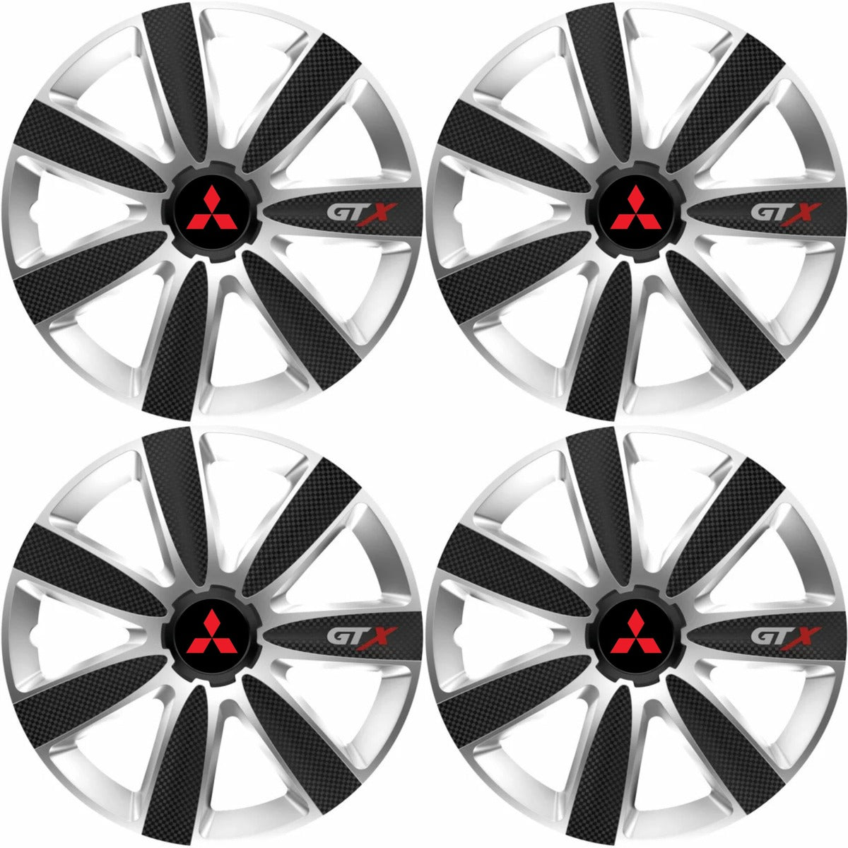 Set 4 Capace Roti GTX Carbon Gri-Negru R14, Pentru Mitsubishi