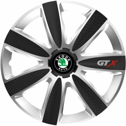 Set 4 Capace Roti GTX Carbon Gri-Negru R14, Pentru Skoda