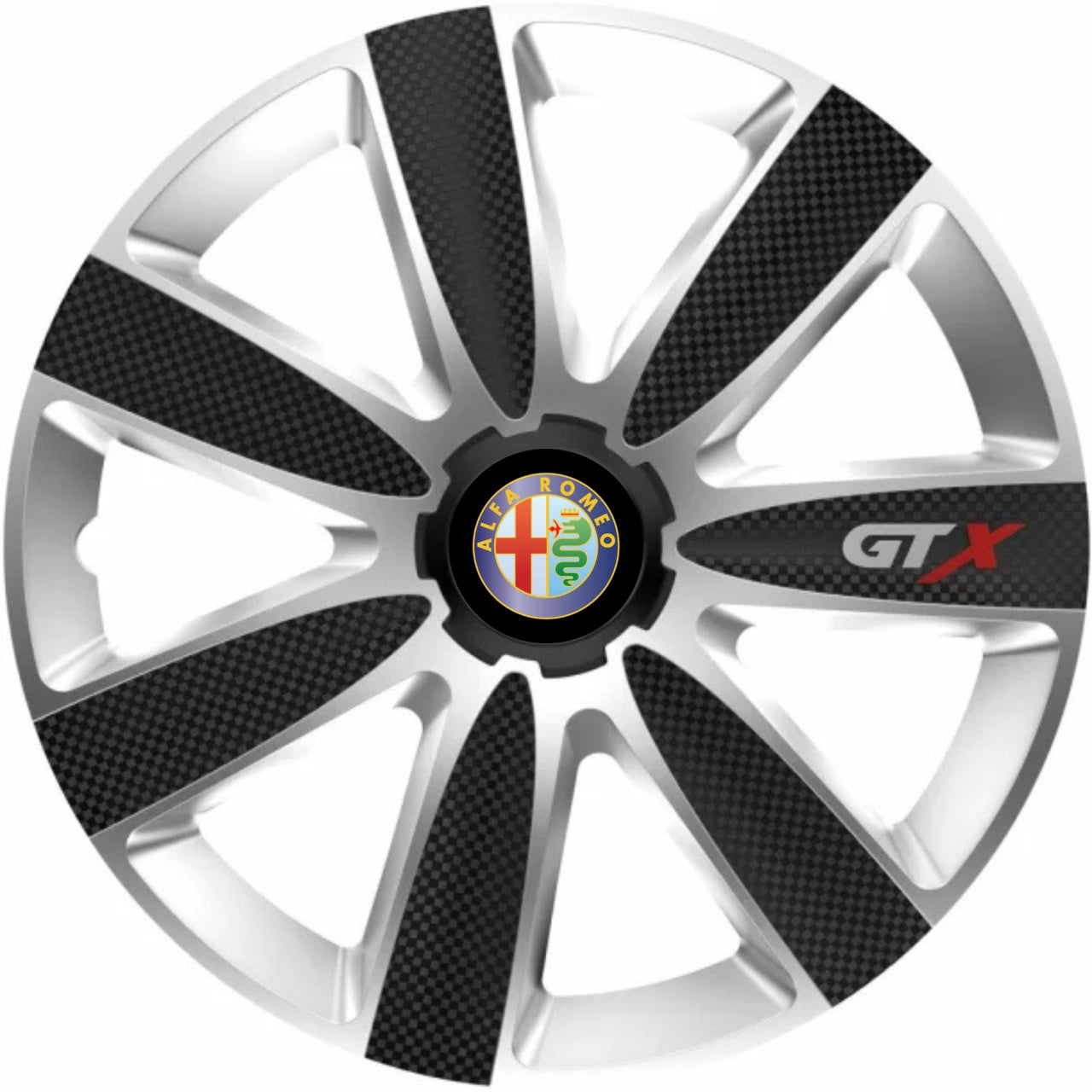 Set 4 Capace Roti GTX Carbon Gri-Negru R15, Pentru Alfa Romeo
