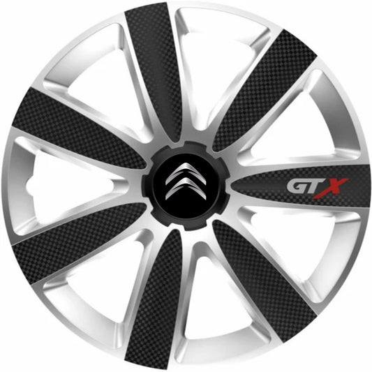 Set 4 Capace Roti GTX Carbon Gri-Negru R15, Pentru Citroen