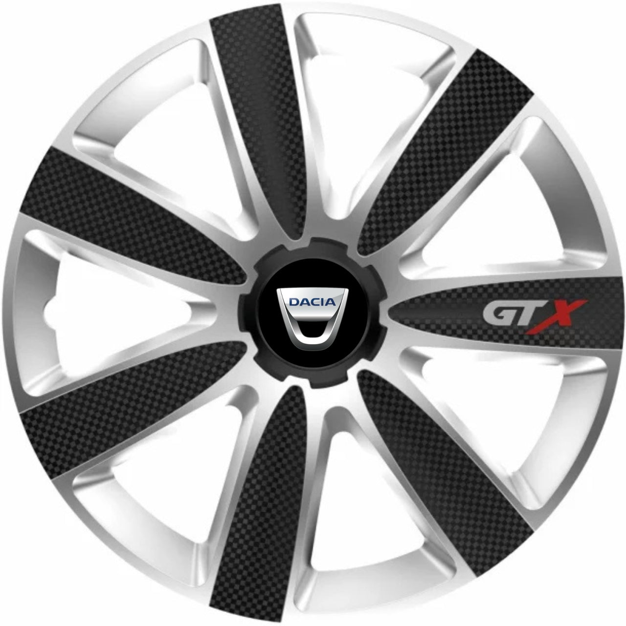 Set 4 Capace Roti GTX Carbon Gri-Negru R15, Pentru Dacia