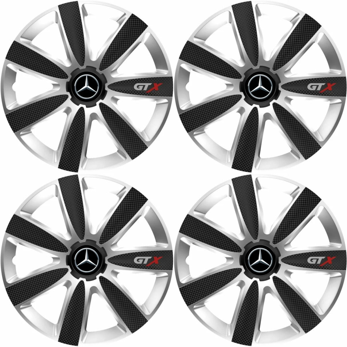Set 4 Capace Roti GTX Carbon Gri-Negru R15, Pentru Mercedes