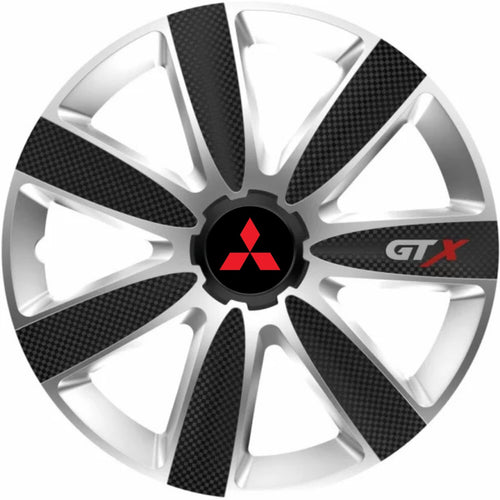 Set 4 Capace Roti GTX Carbon Gri-Negru R15, Pentru Mitsubishi