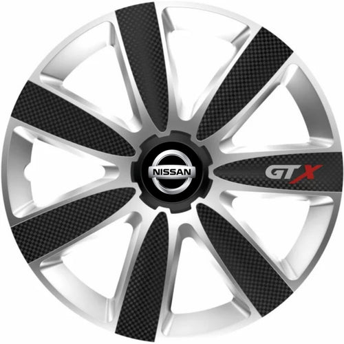 Set 4 Capace Roti GTX Carbon Gri-Negru R15, Pentru Nissan