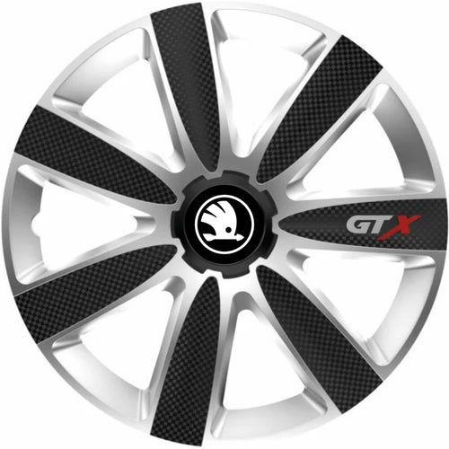 Set 4 Capace Roti GTX Carbon Gri-Negru R15, Pentru Skoda Nou