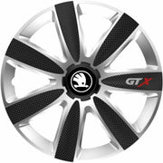 Set 4 Capace Roti GTX Carbon Gri-Negru R15, Pentru Skoda Nou