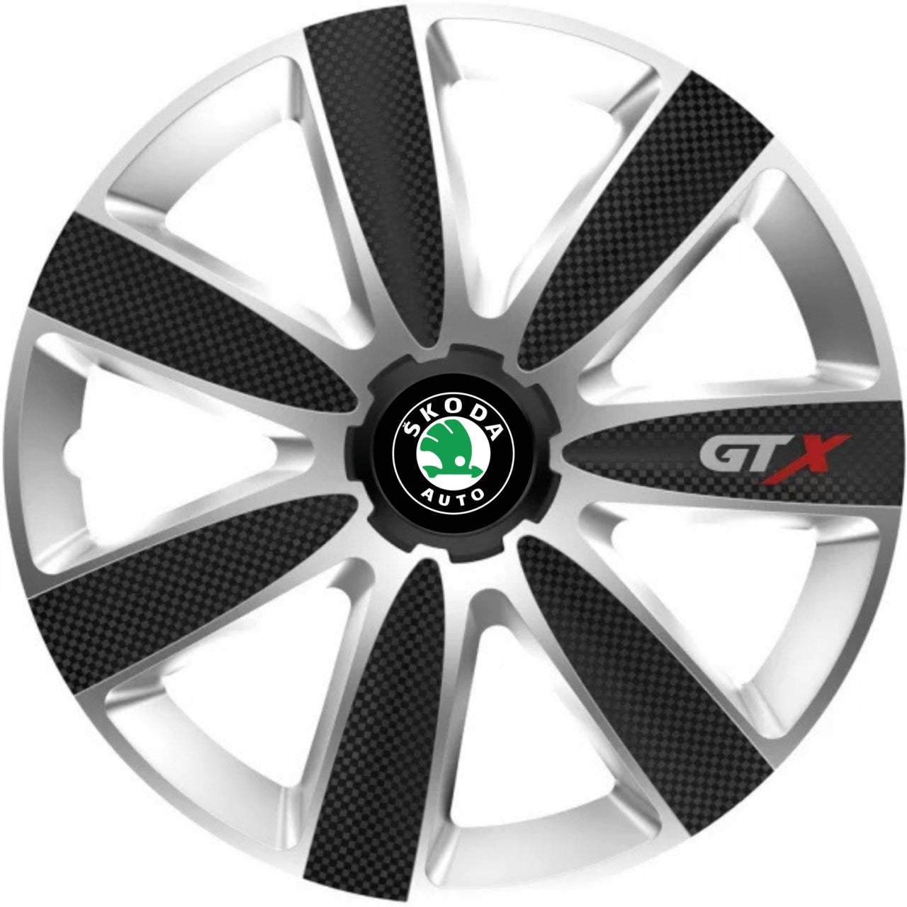 Set 4 Capace Roti GTX Carbon Gri-Negru R15, Pentru Skoda