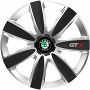 Set 4 Capace Roti GTX Carbon Gri-Negru R15, Pentru Skoda