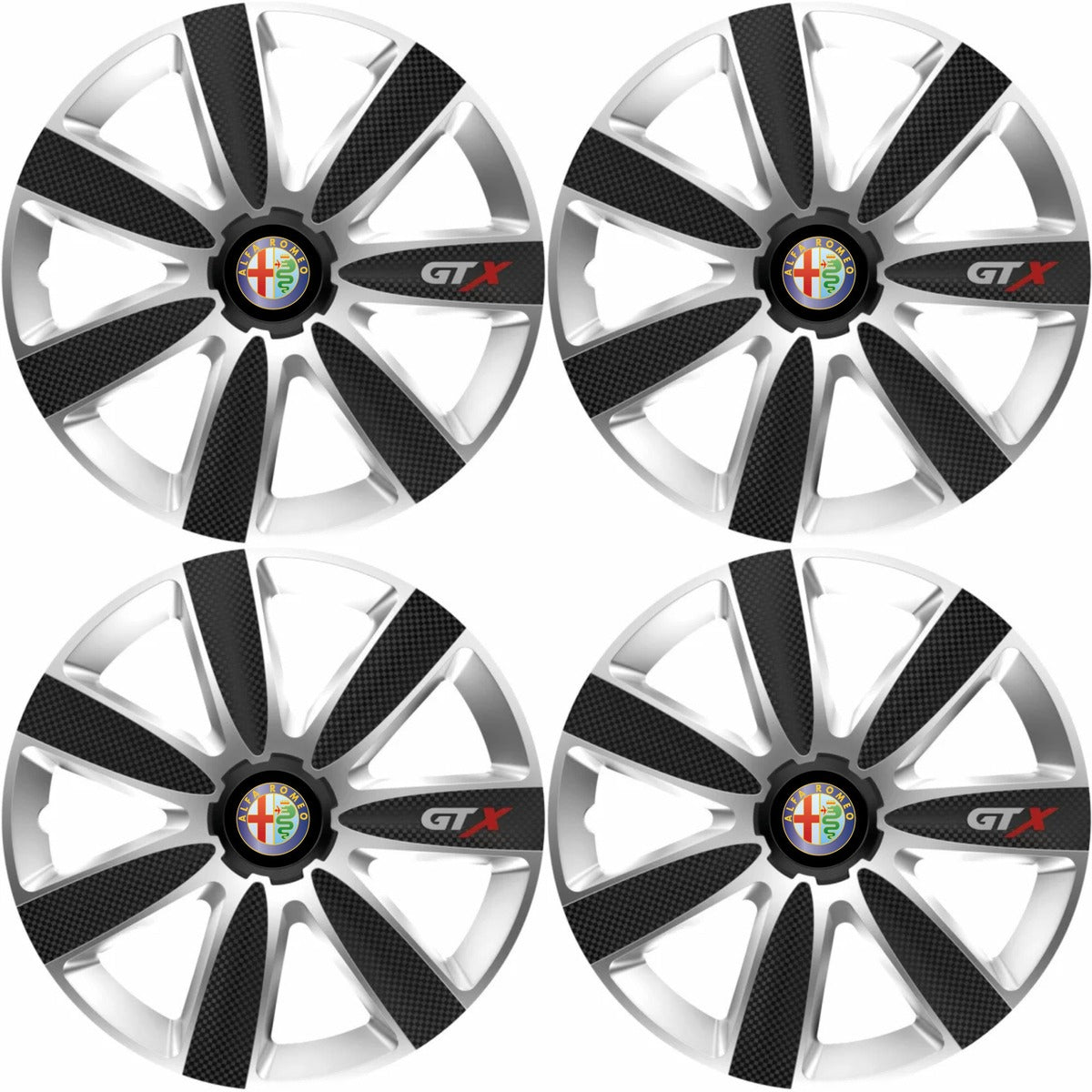Set 4 Capace Roti GTX Carbon Gri-Negru R16, Pentru Alfa Romeo