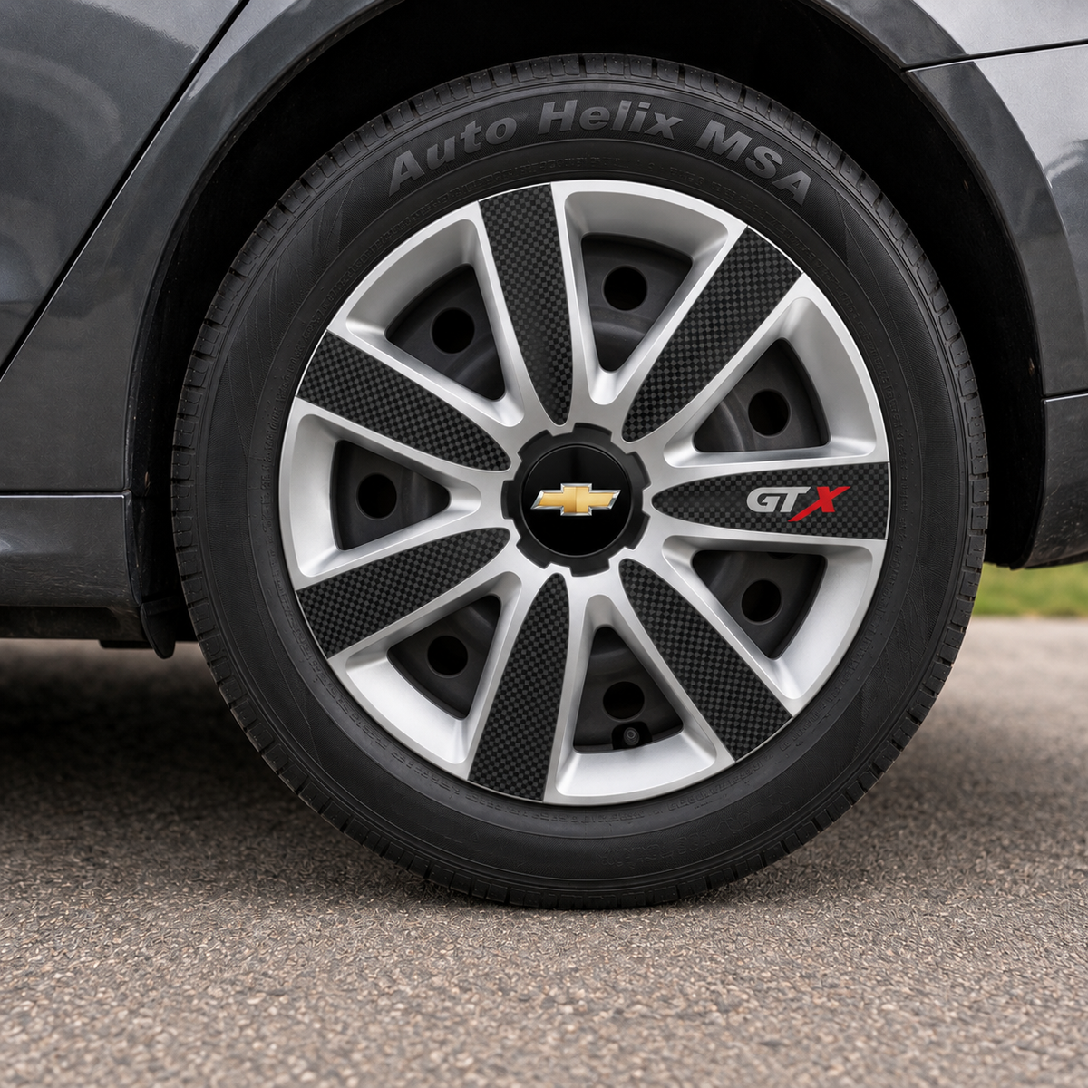 Set 4 Capace Roti GTX Carbon Gri-Negru R16, Pentru Chevrolet