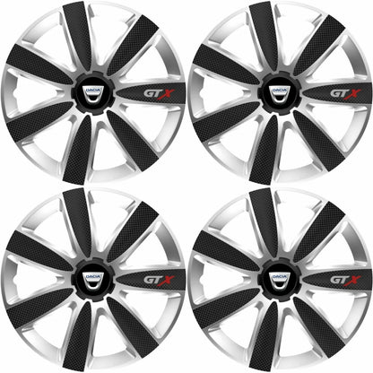 Set 4 Capace Roti GTX Carbon Gri-Negru R16, Pentru Dacia