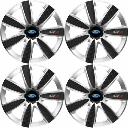 Set 4 Capace Roti GTX Carbon Gri-Negru R16, Pentru Ford