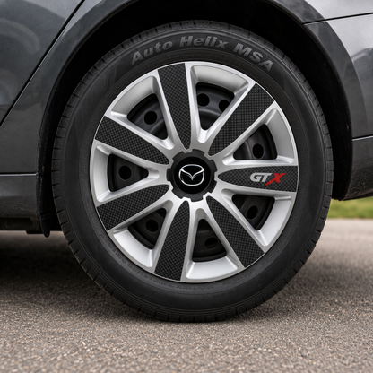 Set 4 Capace Roti GTX Carbon Gri-Negru R16, Pentru Mazda
