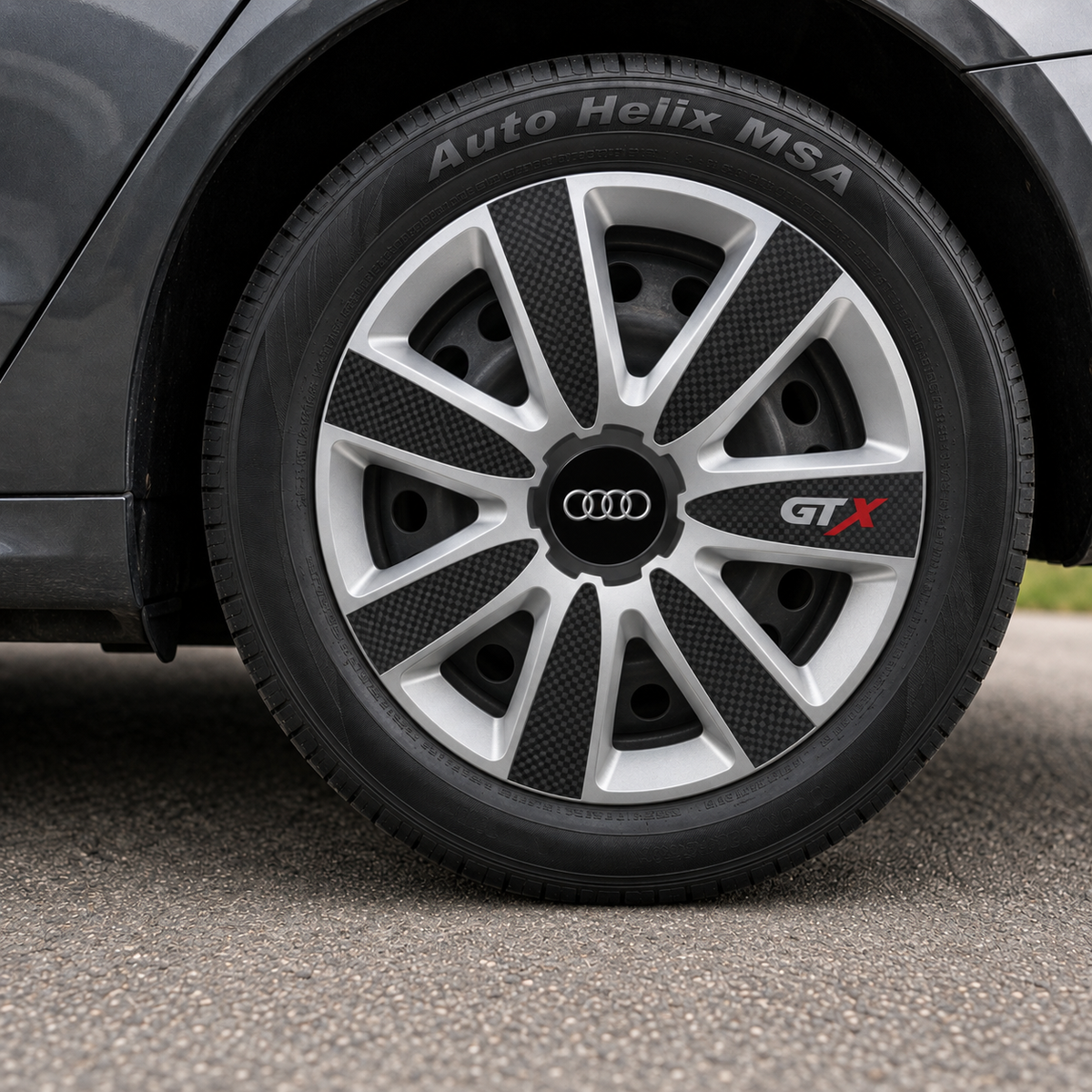 Set 4 Capace Roti GTX Carbon Gri-Negru R17, Pentru Audi
