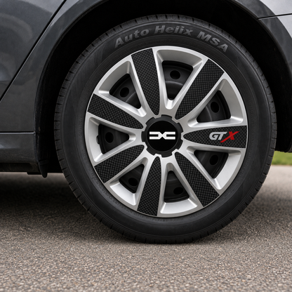 Set 4 Capace Roti GTX Carbon Gri-Negru R17, Pentru Dacia Nou