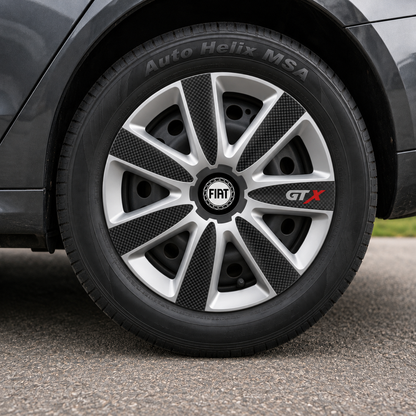 Set 4 Capace Roti GTX Carbon Gri-Negru R17, Pentru Fiat